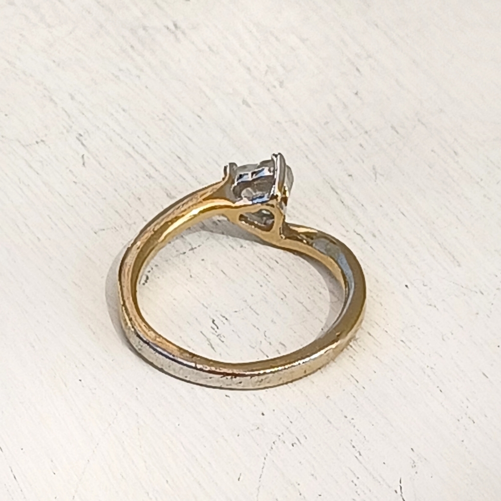 14K GE ESPO (Joseph Esposito) Heart Shape CZ Stone Gold Ring - Picture 2 of 8